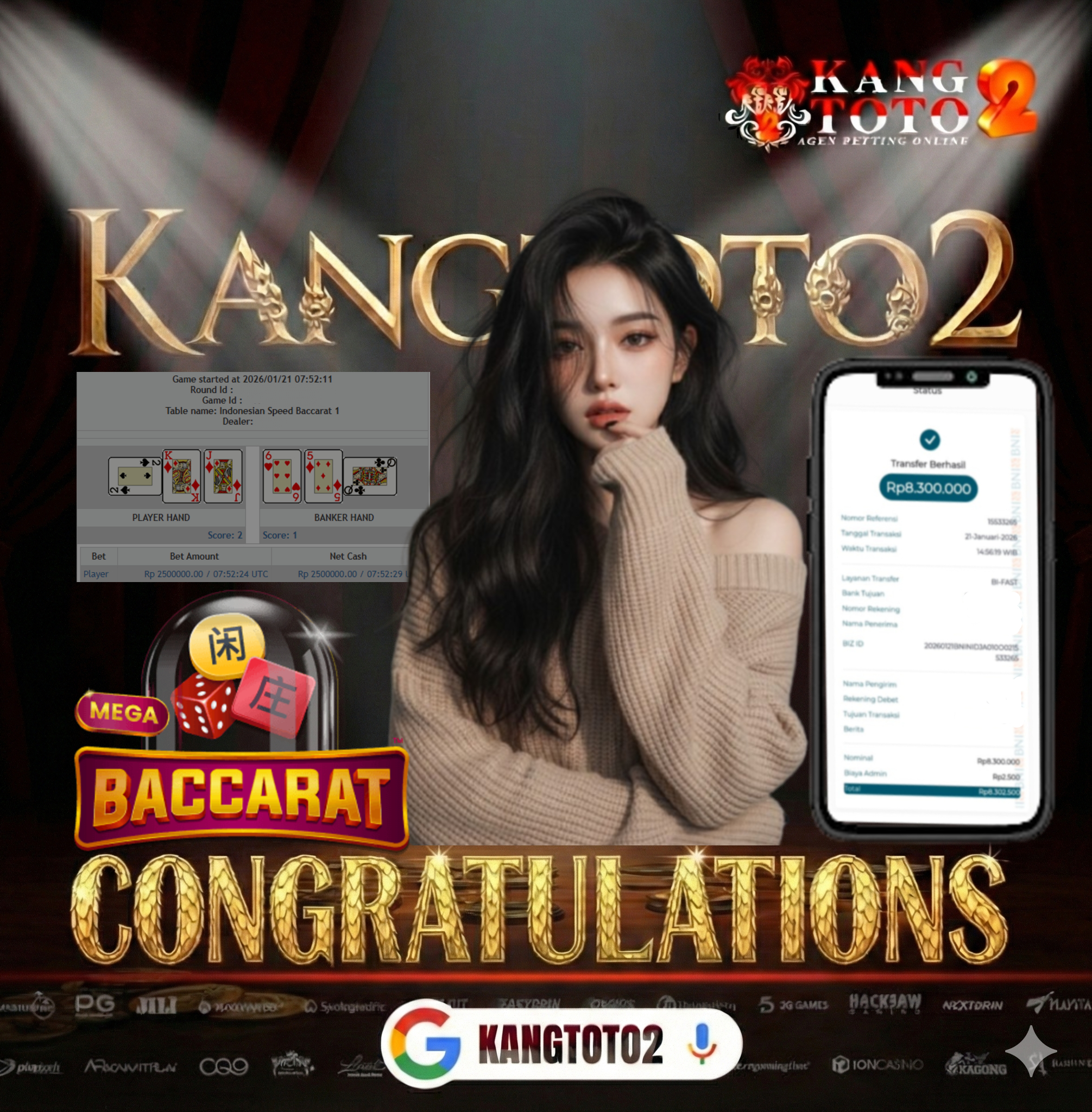 PRAGMATIC PLAY  - JACK{OT LIVE CASINO BACCARAT Rp8.300.000 LUNAS