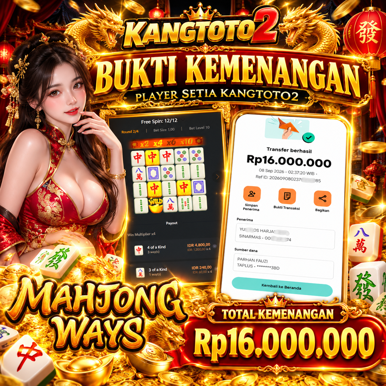 JACKPOTT LAGI DI MAHJONG WAYS KANGKU !!!